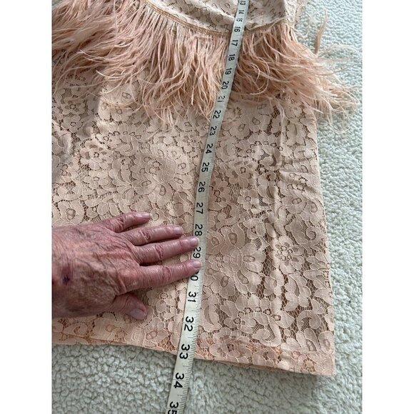 ENDLESS ROSE Sleeveless Lace Sheath Open Back Feather Waist Mini Dress Peach S - Picture 8 of 11
